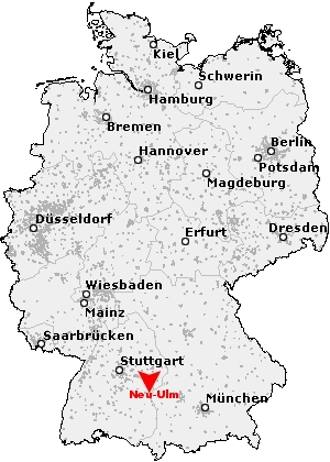 Deutschlandkarte mit der Lage von Neu-Ulm